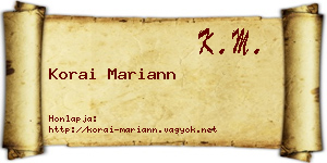 Korai Mariann névjegykártya