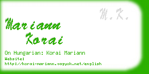 mariann korai business card